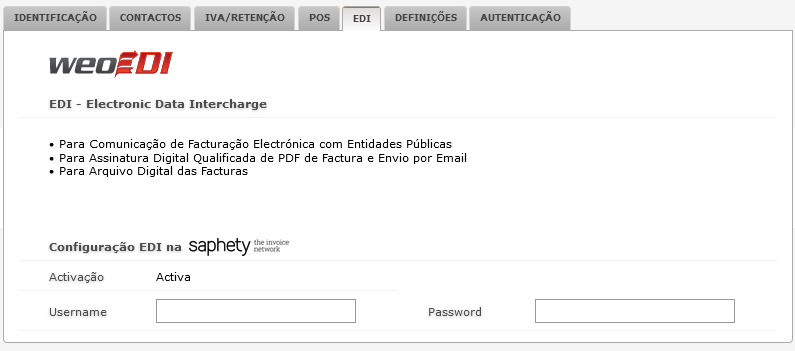 Activação EDI